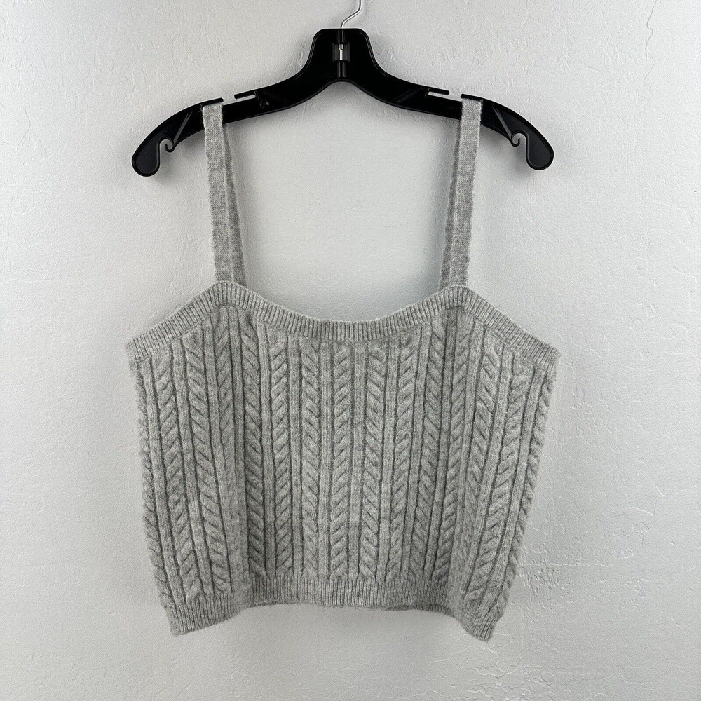Express Cable Knit‎ Sweater Tank Top L Silver Gray Sleeveless Fall Stretchy Soft